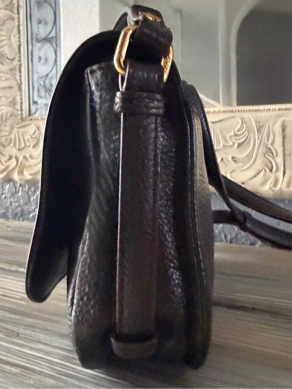 MCM Pebbled Black Leather Crossbody Bag with outside slip pocket!! - Picture 12 of 16